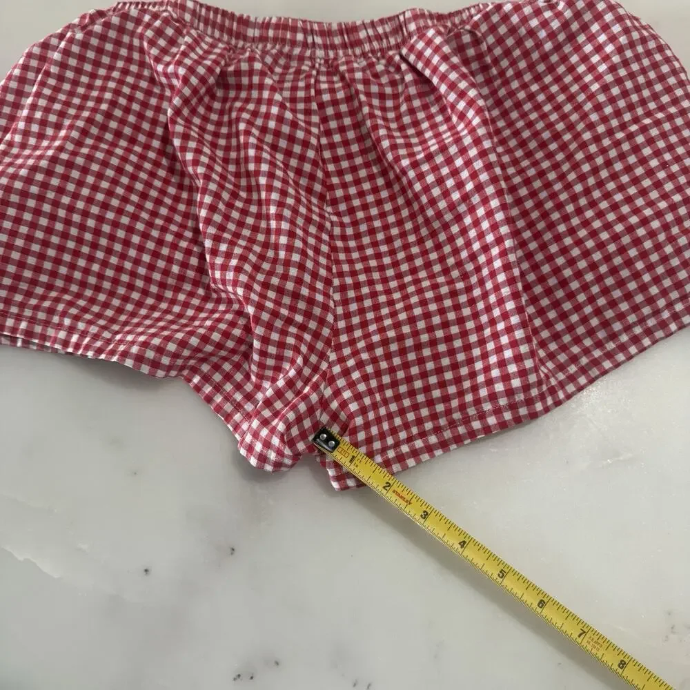 Red White Gingham Plaid Boxer Shorts Women’s L Lounge Pajama Coquette Pinterest
